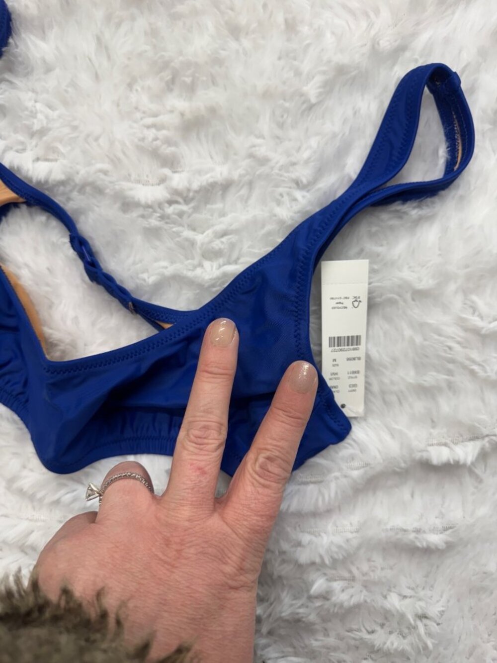 J.Crew Blue Bikini Top Adjustable Back Lined Heritage Scoop Neck Bikini Top Med - Picture 11 of 13